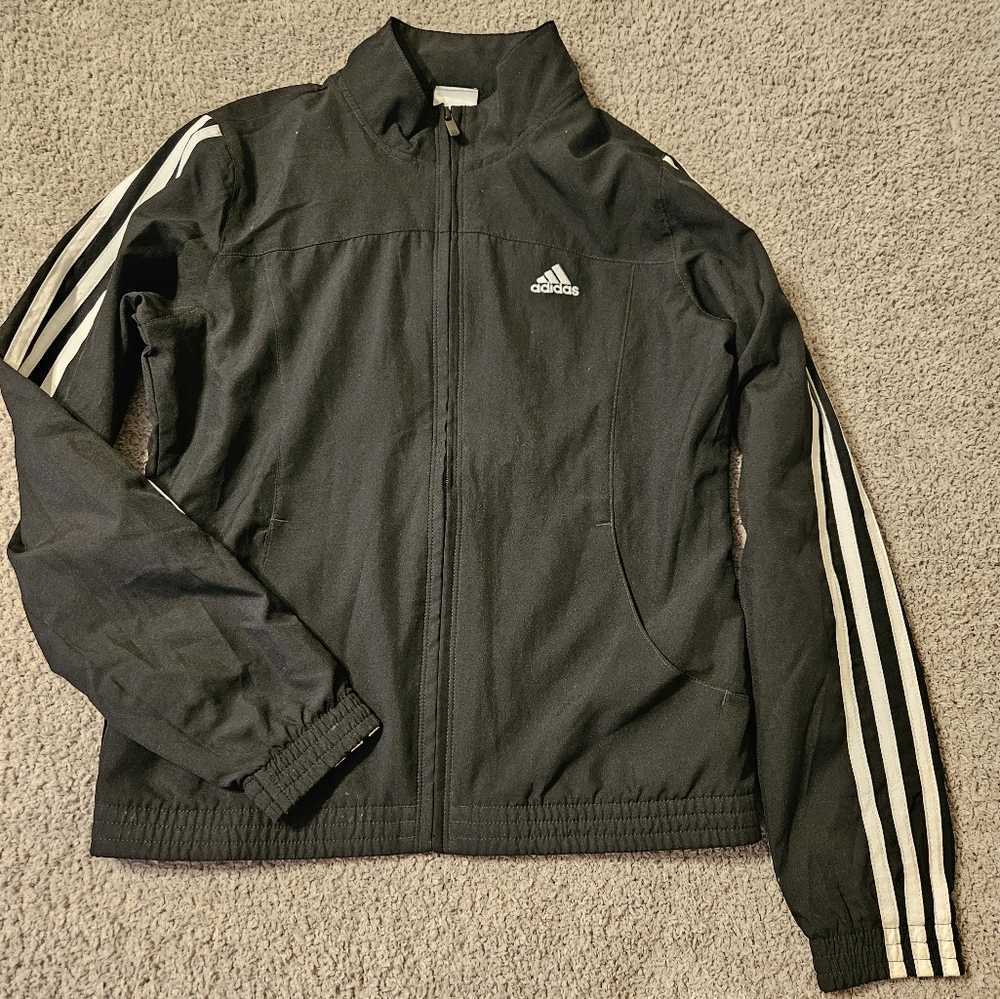 Adidas Girls Zip-up Jacket Black Size Large Like New